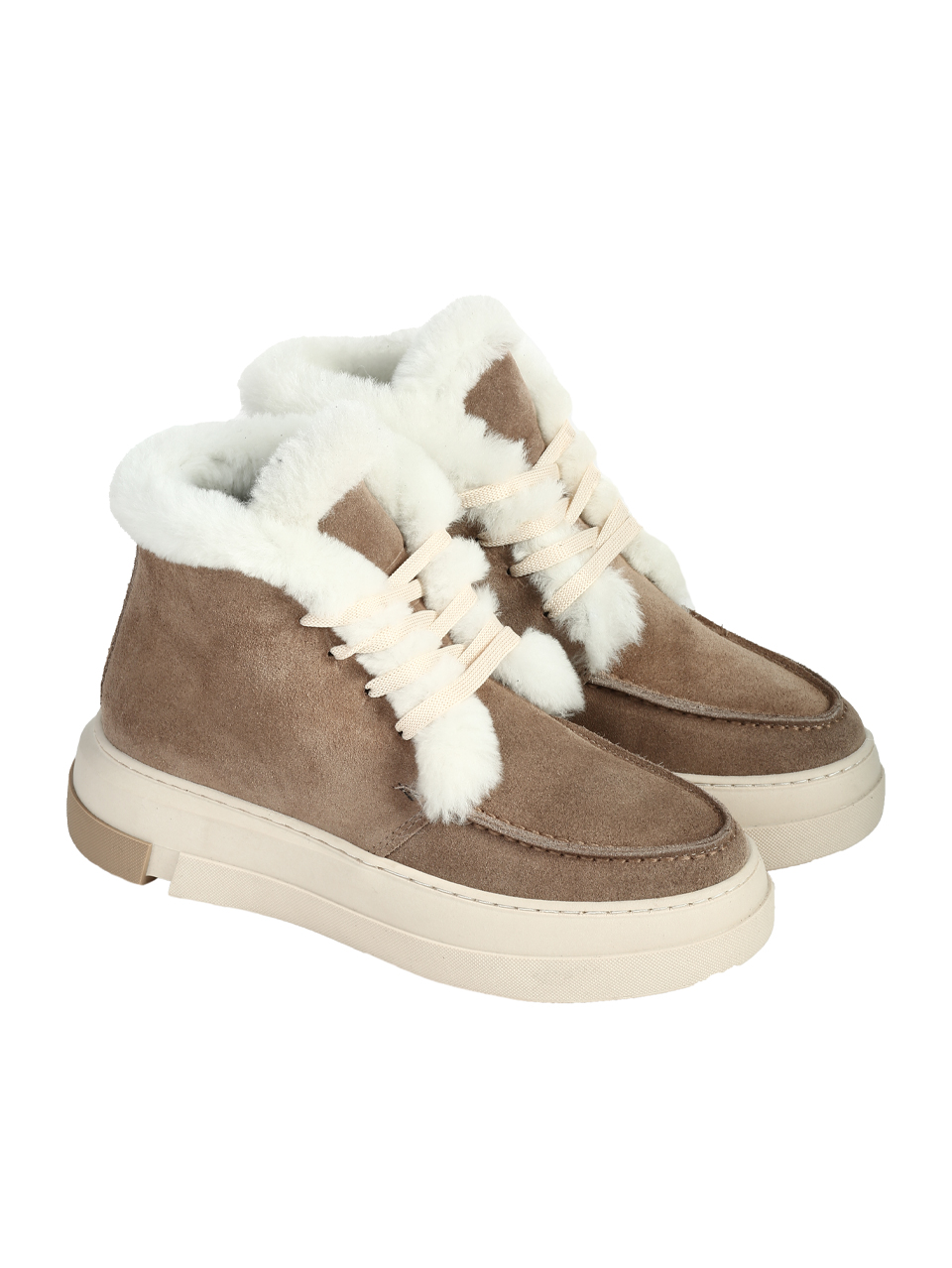 Ежедневни дамски боти от естествен велур в бежово 2AT-25699 beige
