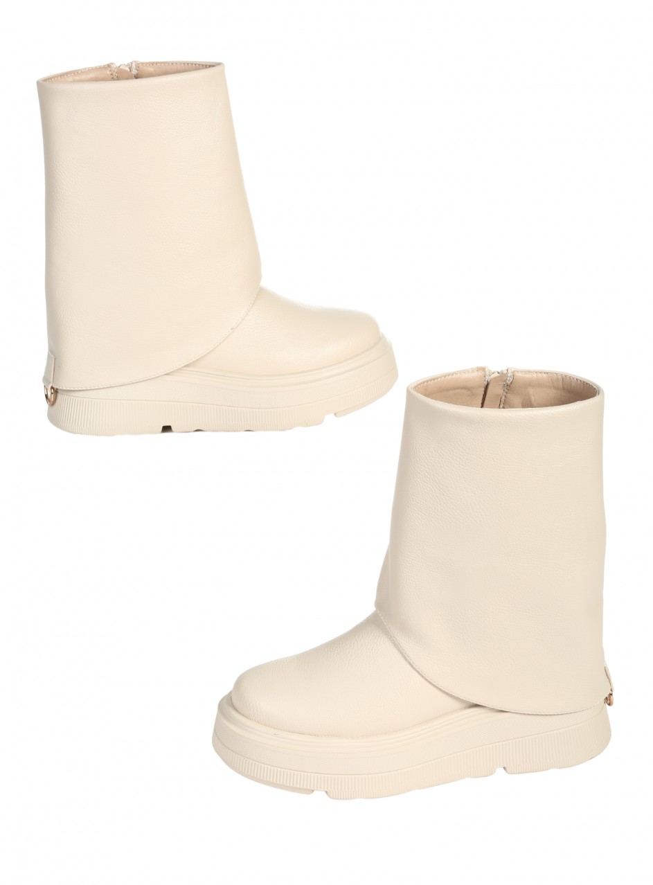 Ежедневни дамски боти в бежово 2R-25568 beige