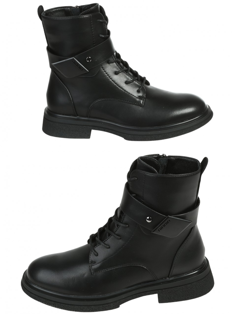 Ежедневни дамски боти от естествена кожа в черно 2AF-25584 black
