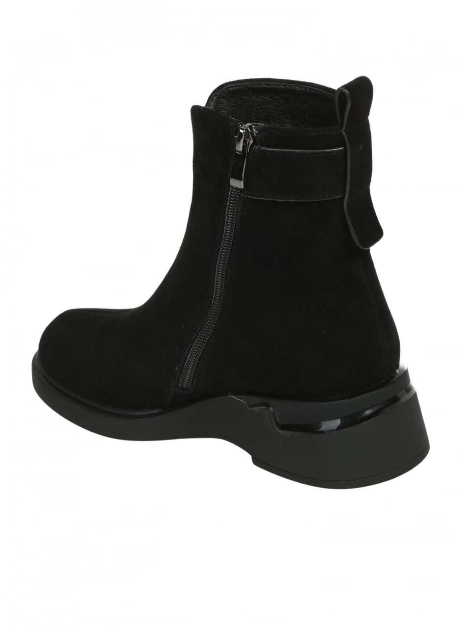 Ежедневни дамски боти от естествен велур в черно 2AF-25585 black