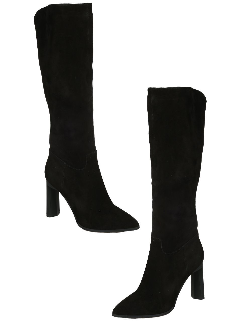 Елегантни дамски ботуши от естествен велур в черно 1I-25875 black suede