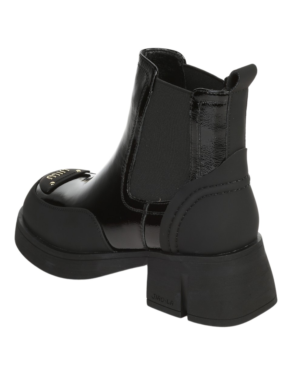 Ежедневни дамски боти от естествен лак в черно 2I-25883 black (24607)