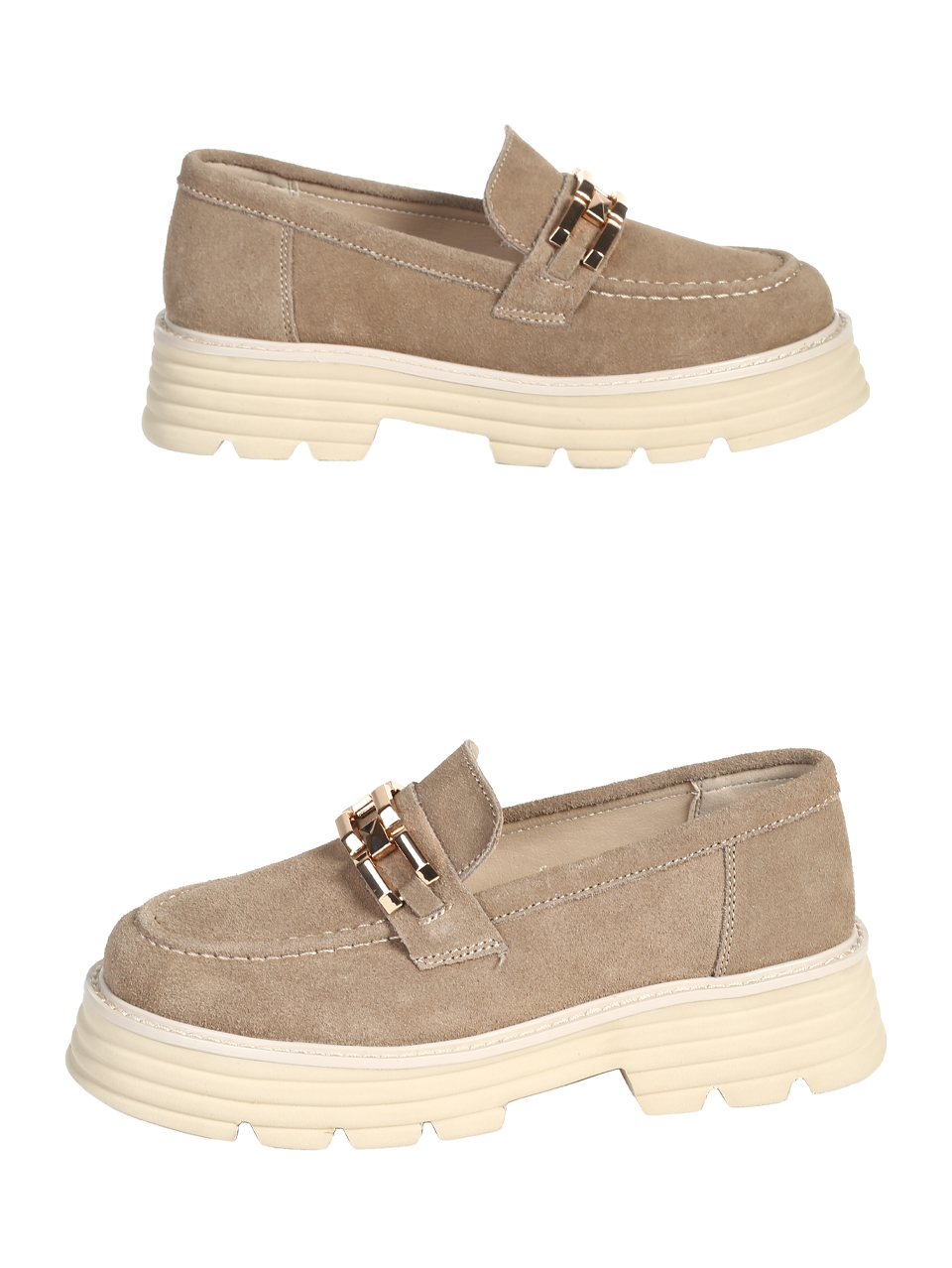 Ежедневни дамски обувки от естствен велур в бежово 3AF-25590 beige