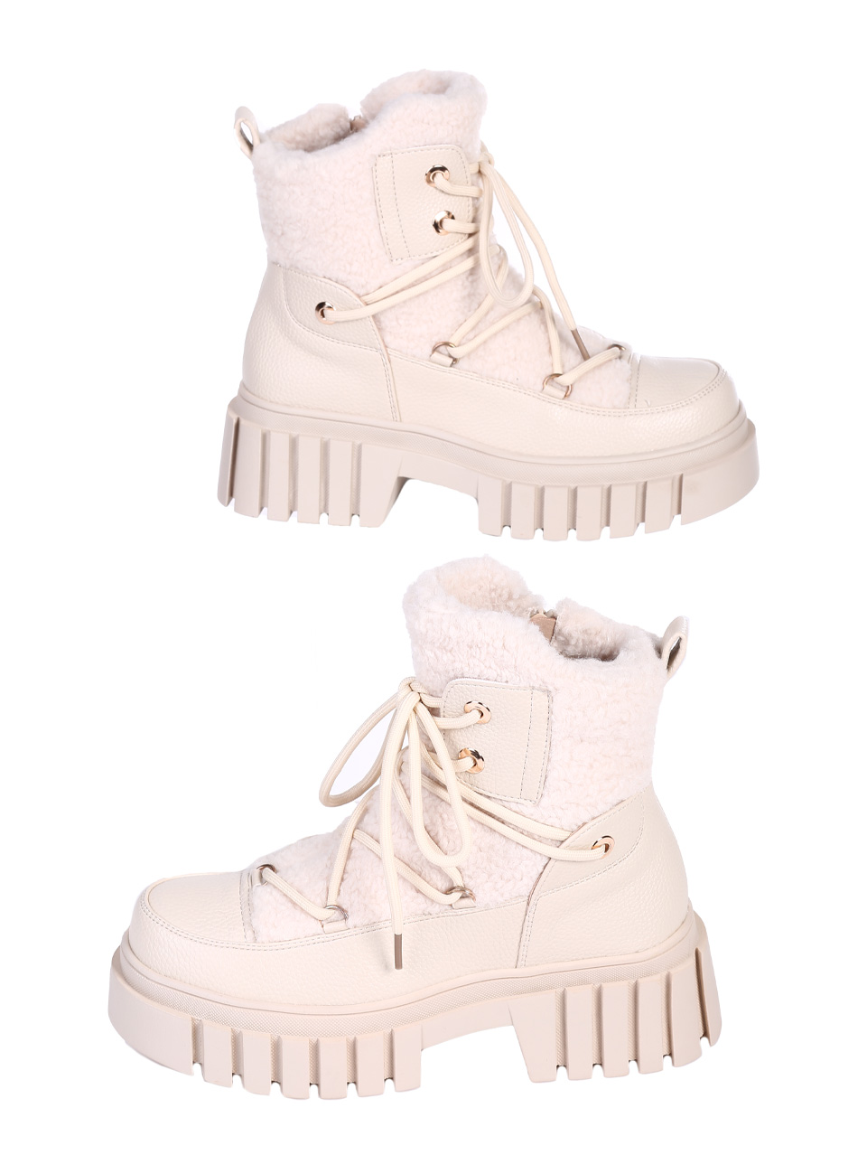 Ежедневни дамски боти в бежово 2R-25554 lt.beige (24577)
