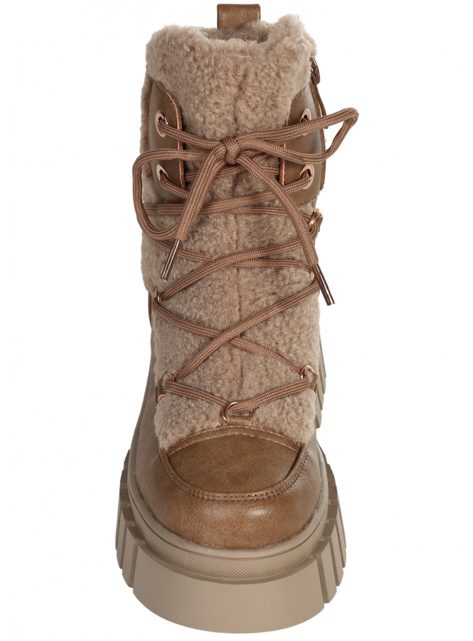 Ежедневни дамски боти в бежово 2R-25554 dk.beige