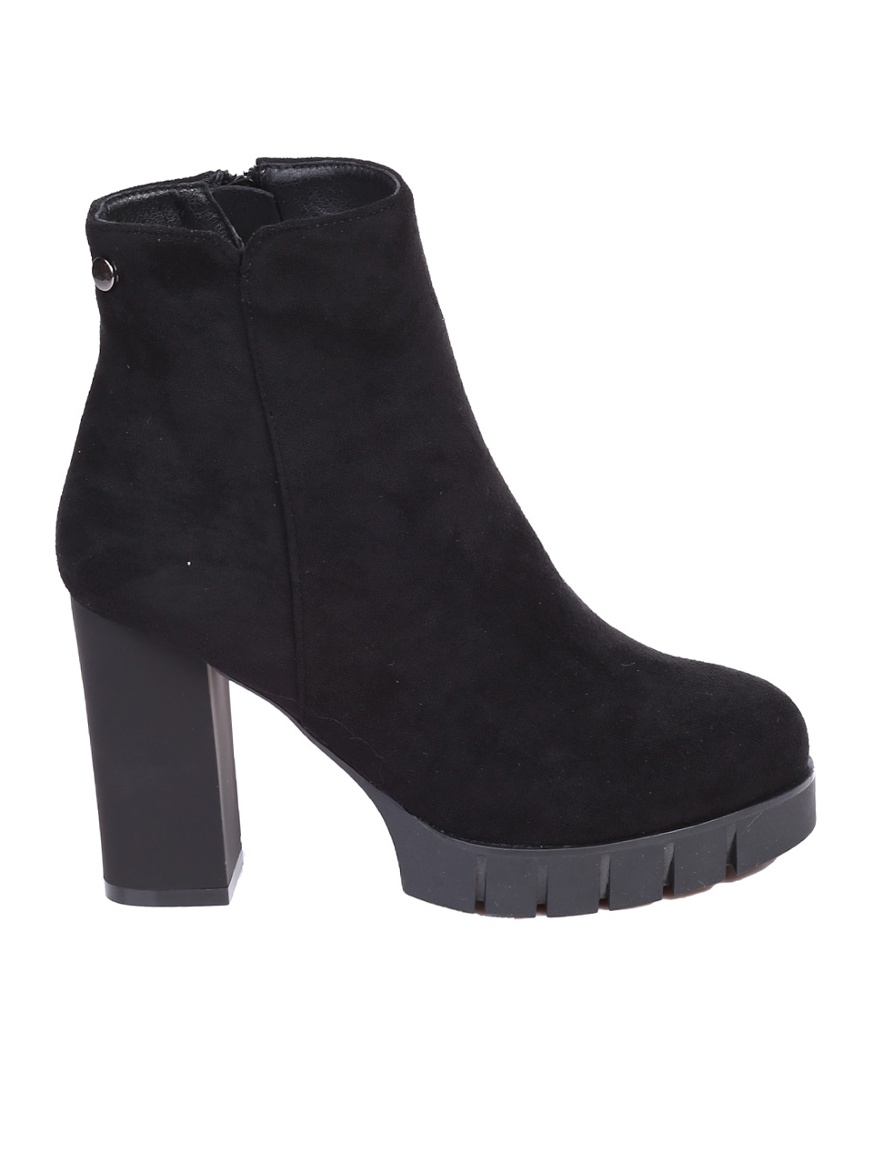 Дамски боти на ток в черно 2R-25559 black microfiber (24722)