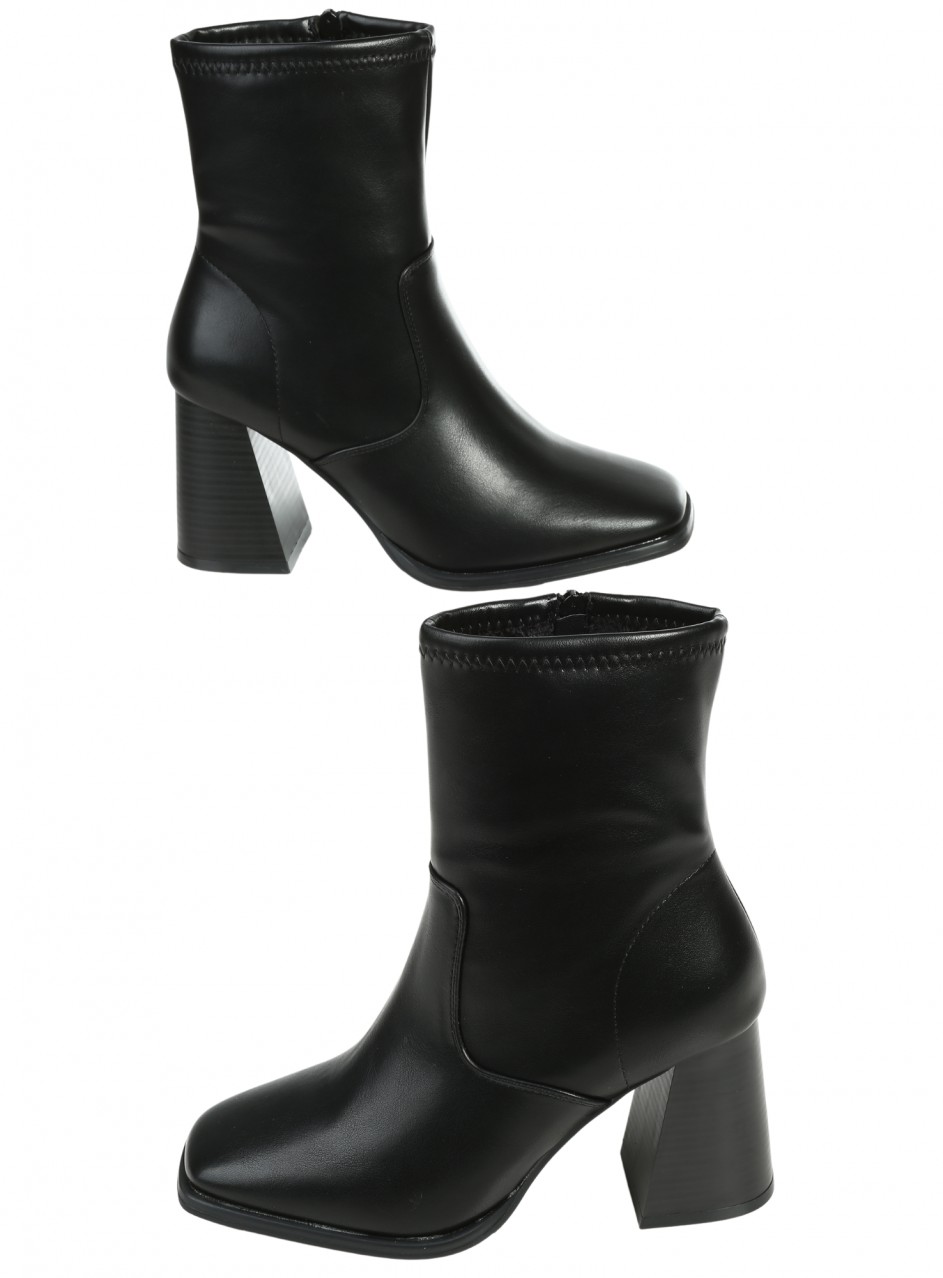 Дамски боти на ток в черно 2R-25567 black