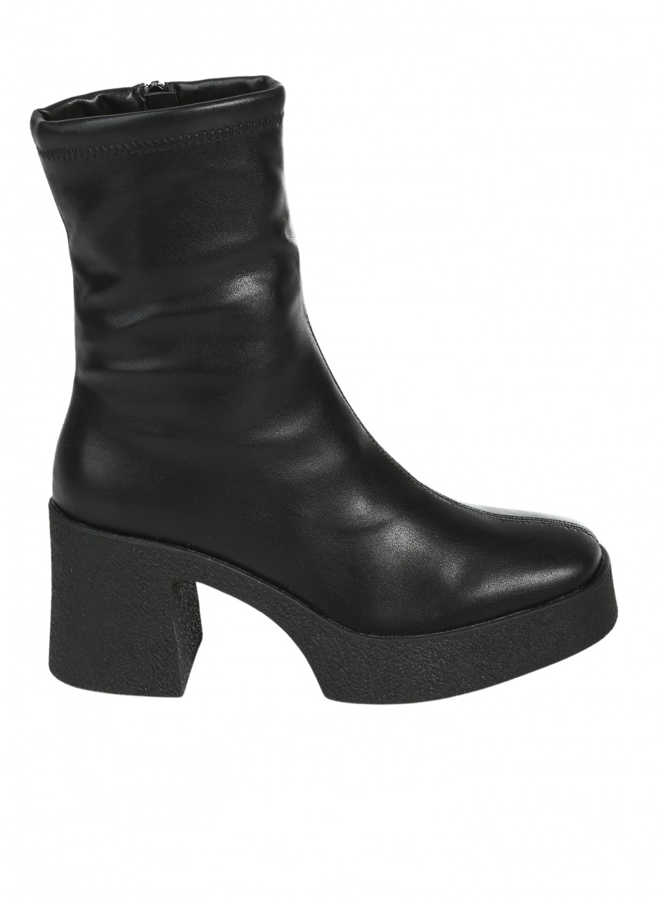 Дамски боти на ток в черно 2R-25620 black pu (22520)