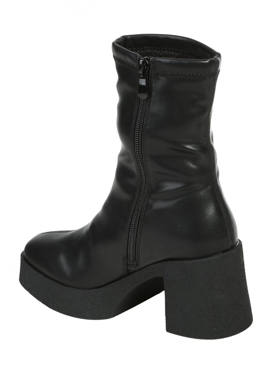 Дамски боти на ток в черно 2R-25620 black pu (22520)