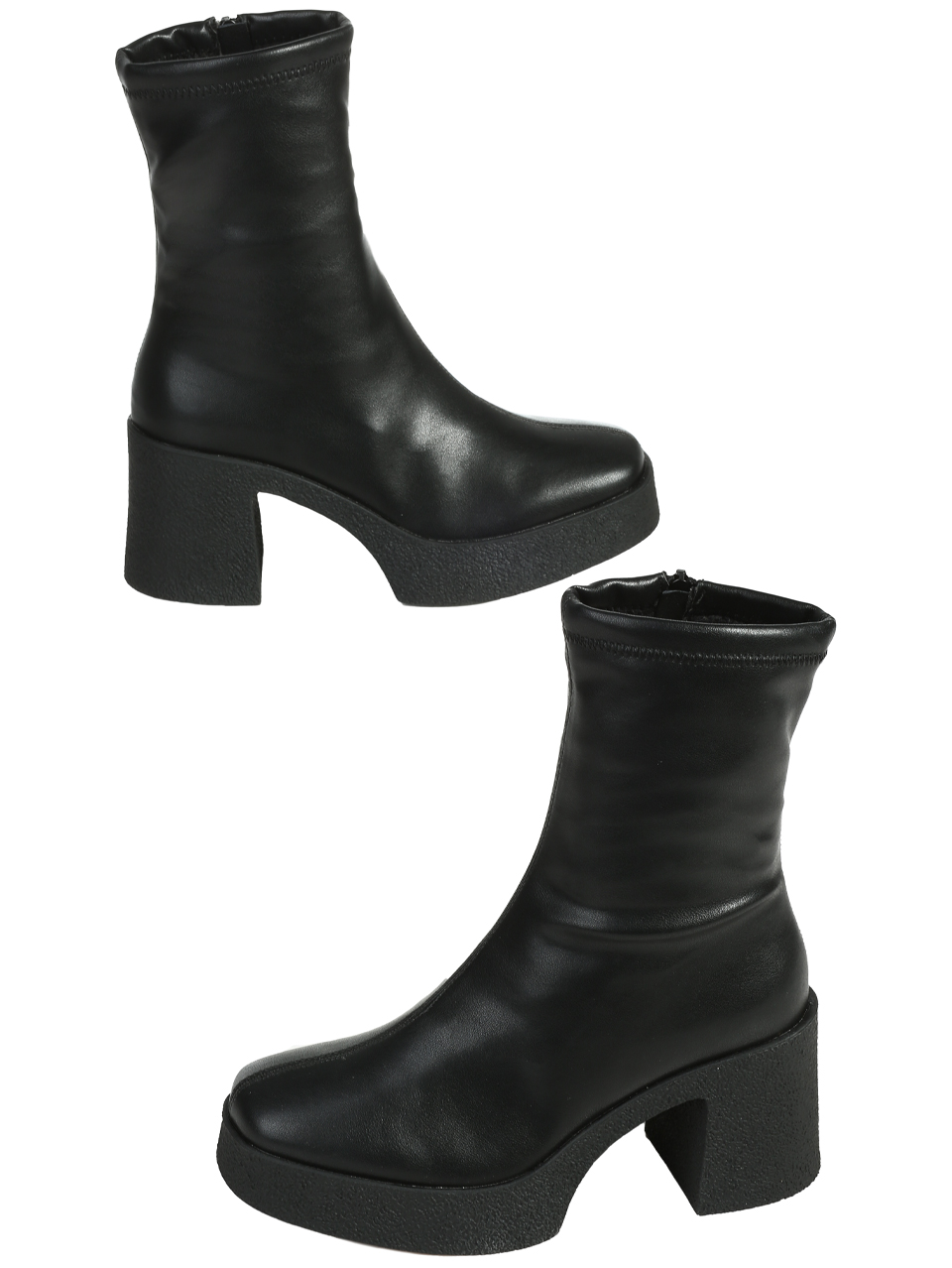 Дамски боти на ток в черно 2R-25620 black pu (22520)