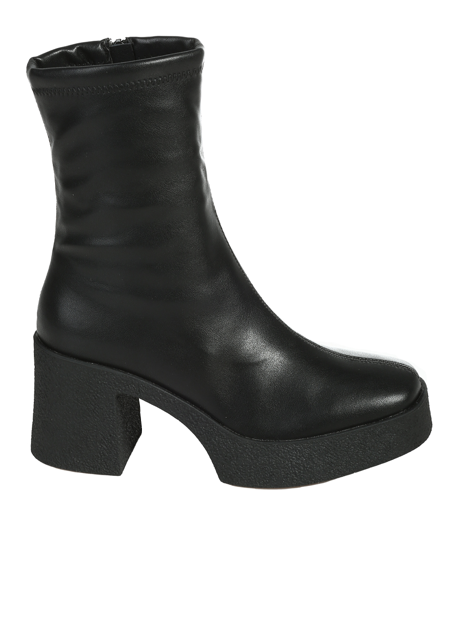 Дамски боти на ток в черно 2R-25620 black pu (22520)