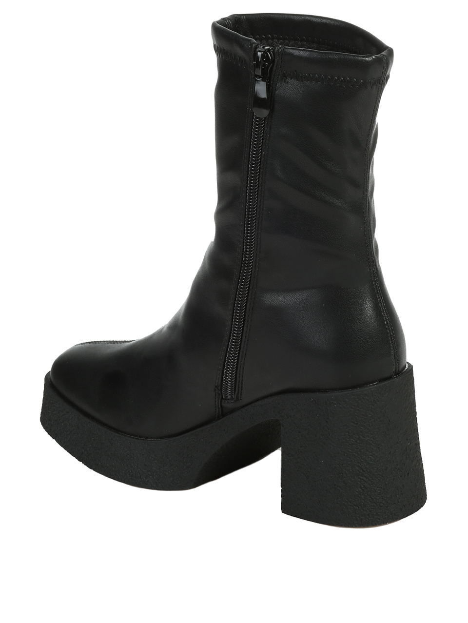Дамски боти на ток в черно 2R-25620 black pu (22520)