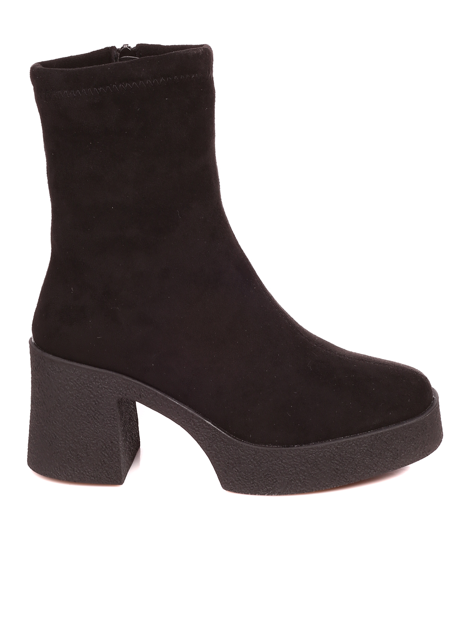 Дамски боти на ток в черно 2R-25620 black microfiber (22520)