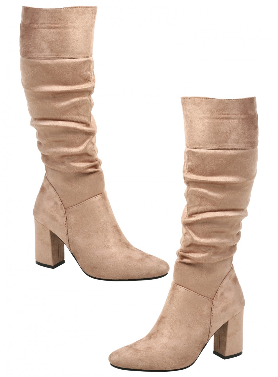 Елегантни дамски ботуши в бежово 230984BGD khaki