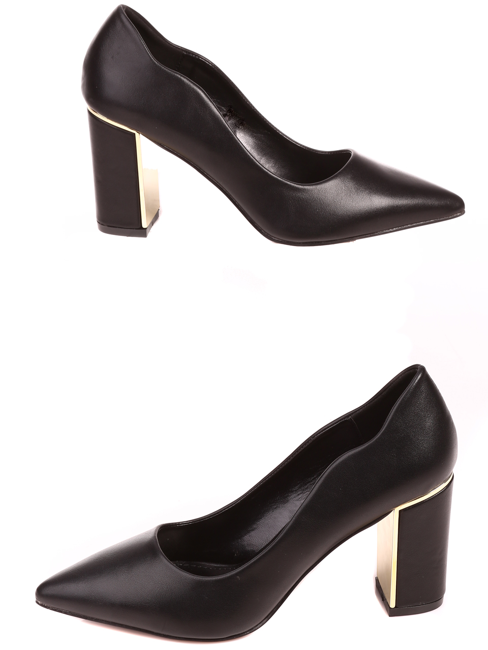 Елегантни дамски обувки, на дебел ток, в черно 3M-25587 black pu (24155)