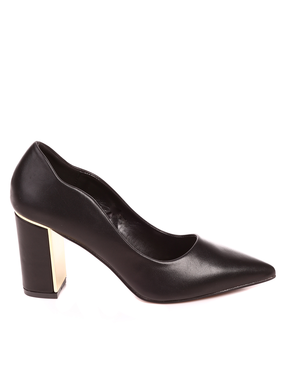 Елегантни дамски обувки, на дебел ток, в черно 3M-25587 black pu (24155)