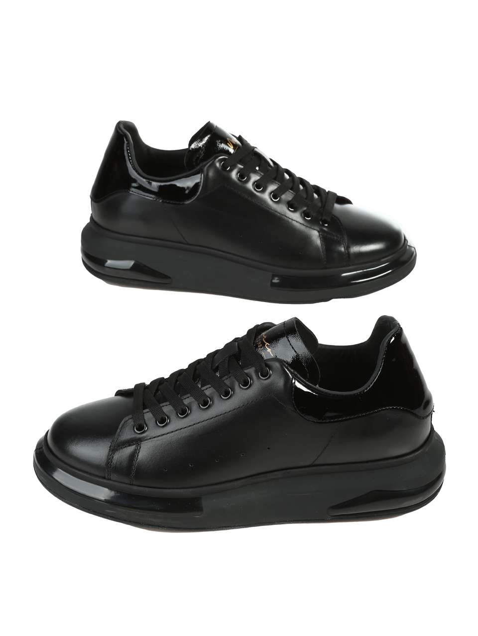 Ежедневни мъжки обувки от естествена кожа и лак в черно 152-22096 black