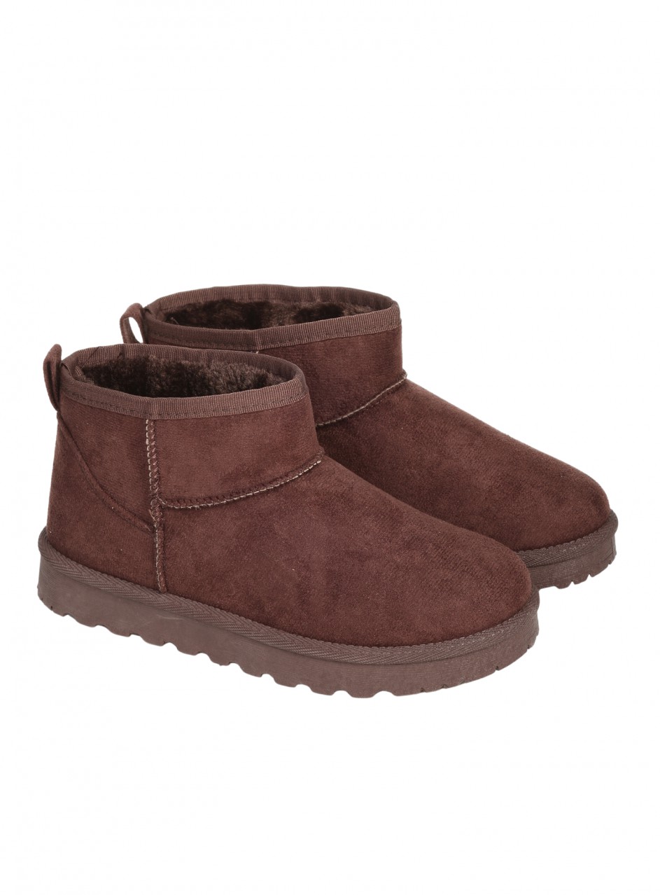 Ежедневни дамски боти от текстил в кафяво 2U-25508 brown