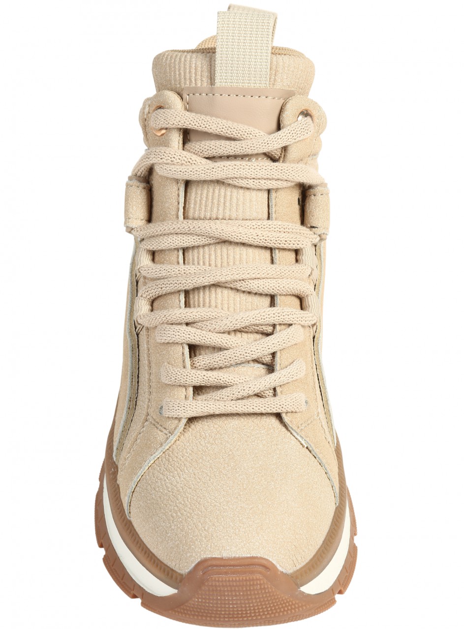Ежедневни дамски боти от еко кожа в бежово 2U-25510 beige