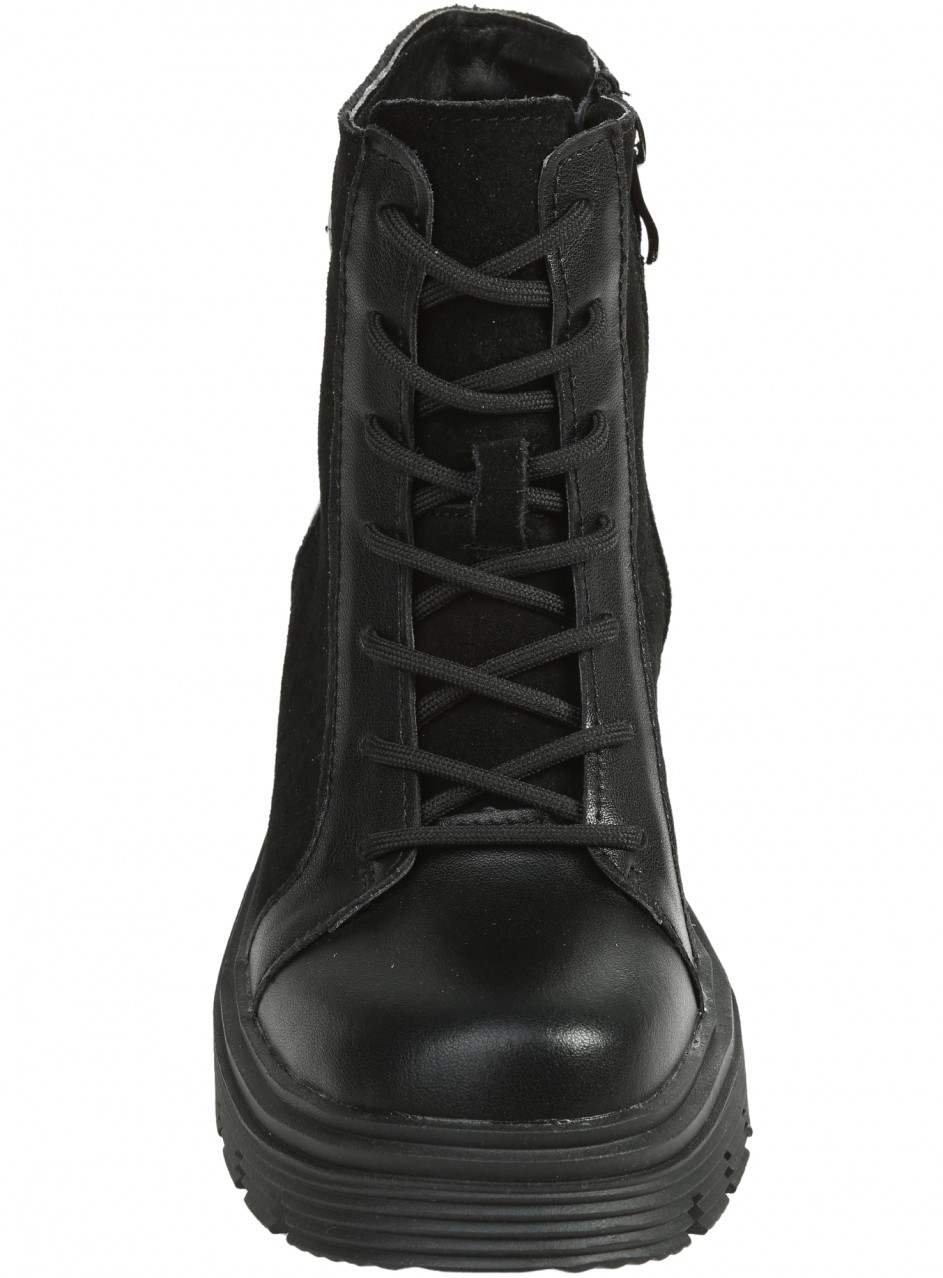 Ежедневни дамски боти от естествена кожа и велур в черно 2AF-25604 black