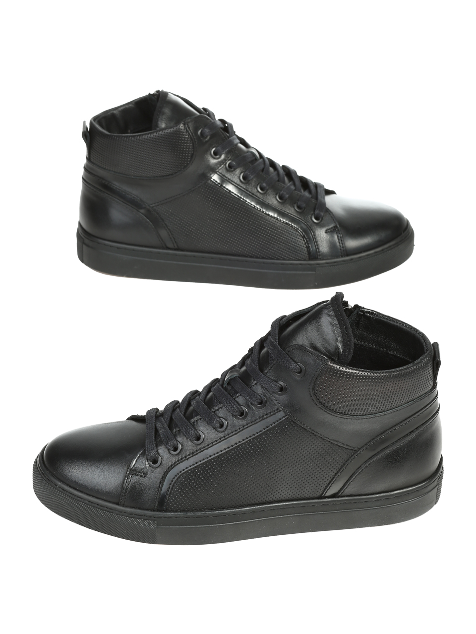 Ежедневни мъжки боти от естествена кожа в черно 6AT-25708 black (24801)