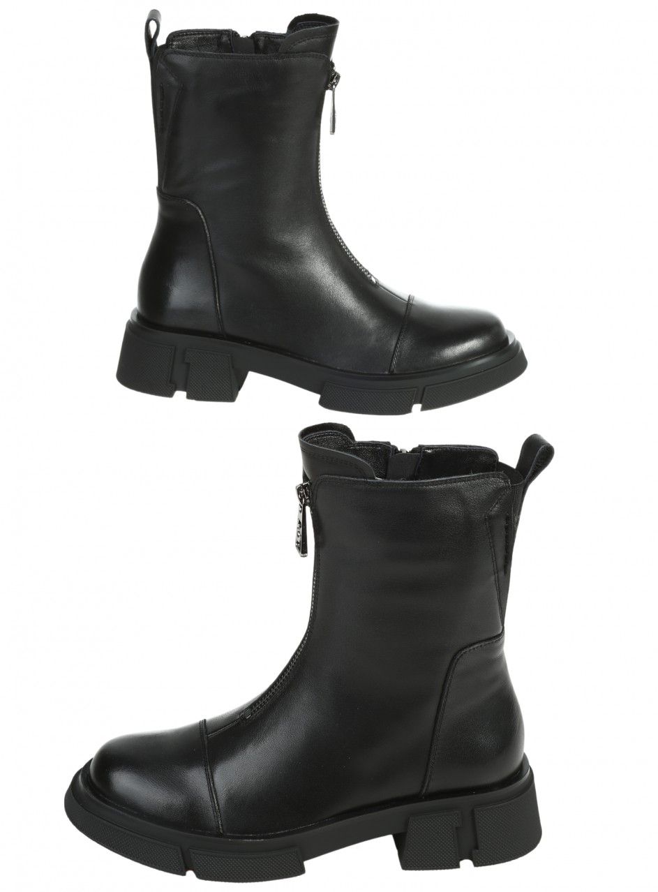 Ежедневни дамски боти от естествена кожа в черно 2I-25909 black