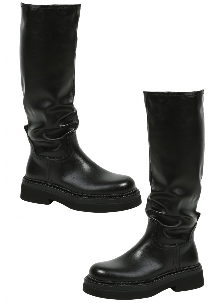 Ежедневни дамски ботуши от еко кожа в черно 0513-RZ2955 black