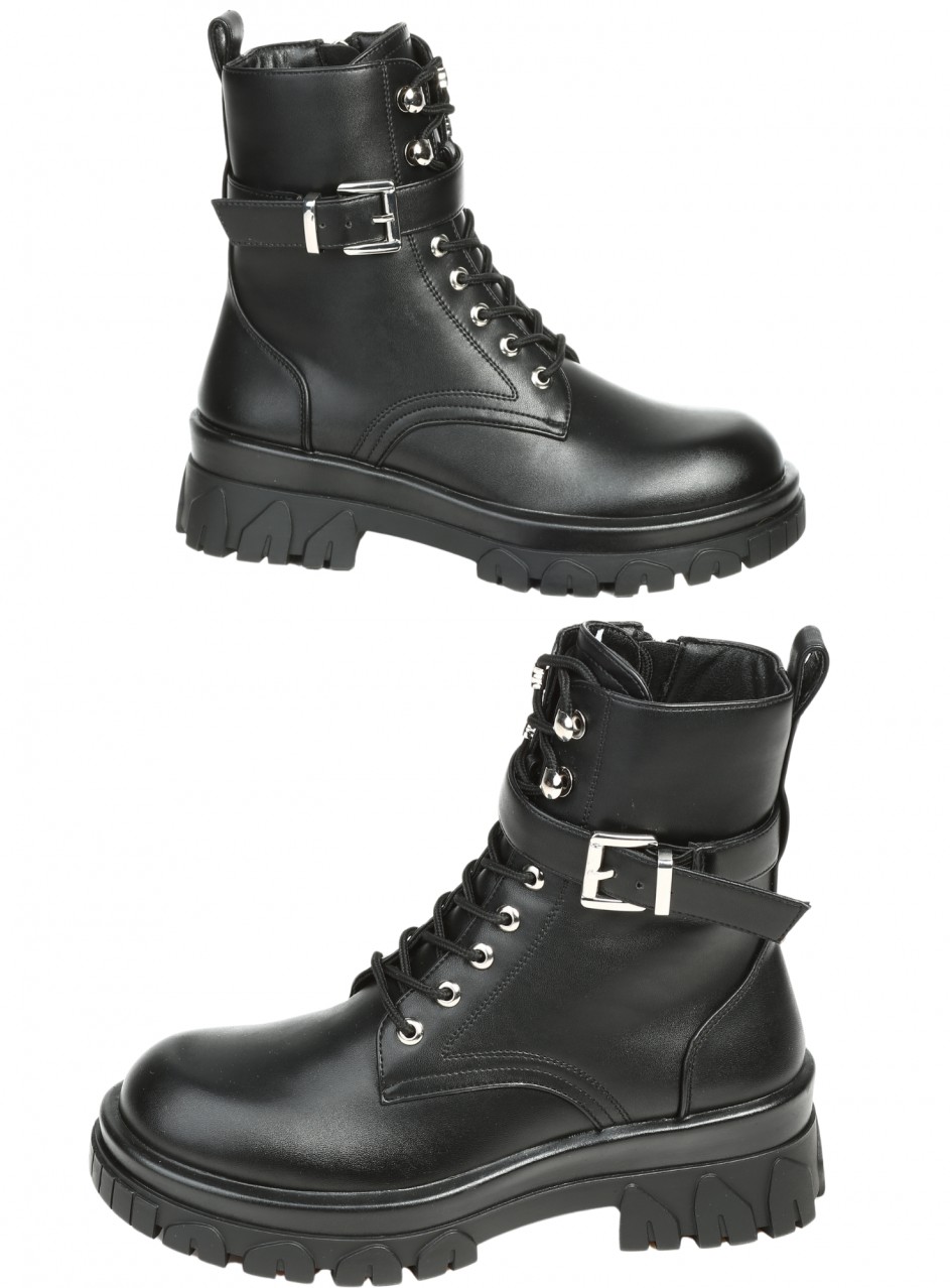 Ежедневни дамски боти от еко кожа в черно F256-H633 black