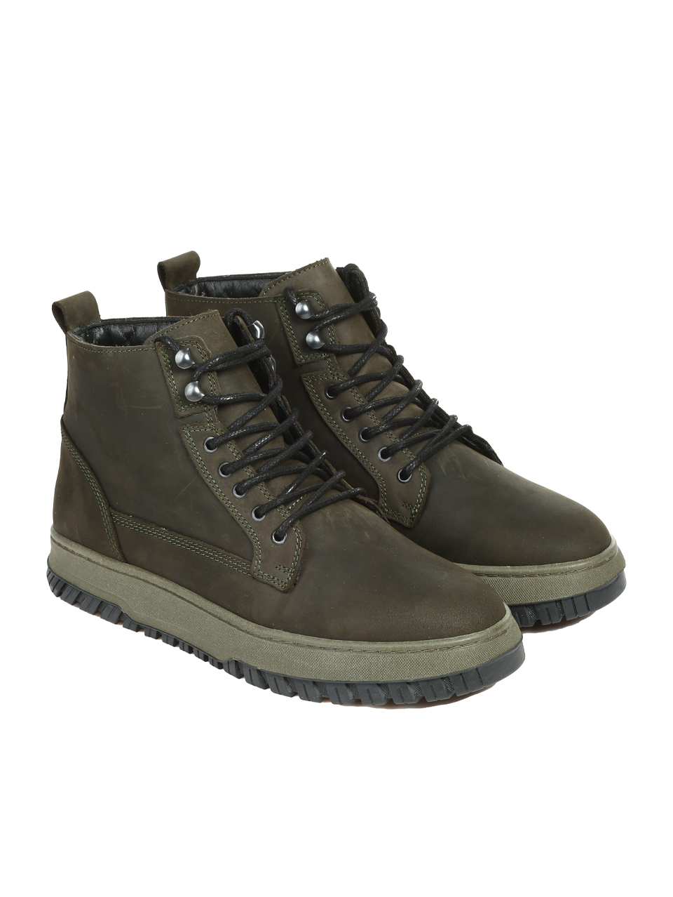 Ежедневни мъжки боти от естествен набук в зелено 6AT-25715 khaki