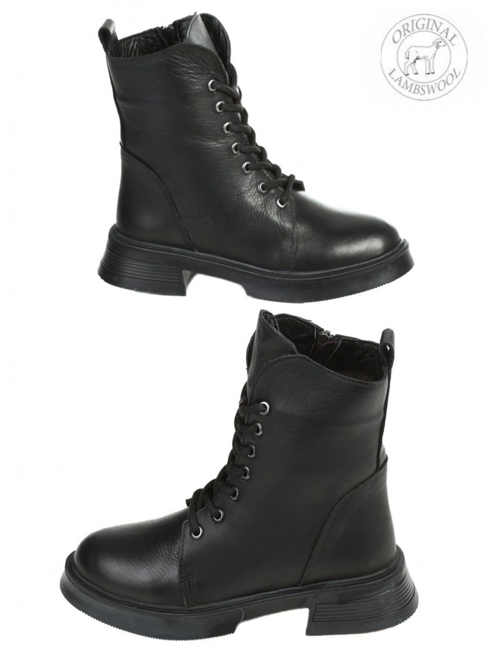 Ежедневни дамски боти от естествена кожа в черно 2AT-25767 black