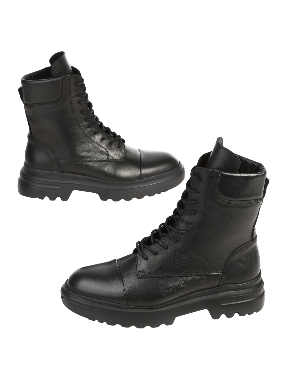 Ежедневни мъжки боти от естествена кожа в черно 6AT-25711 black (24803)