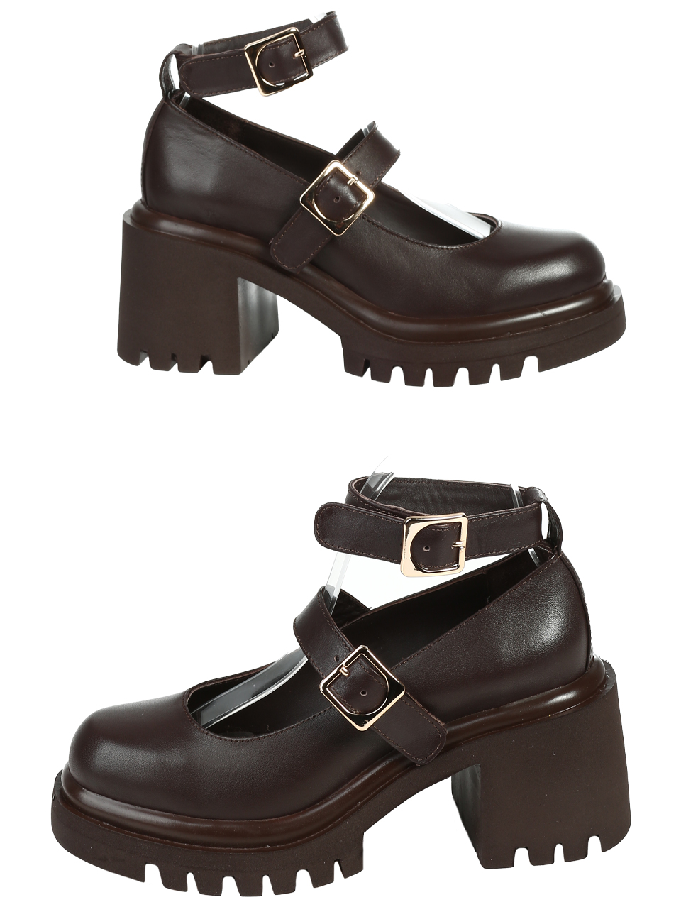 Ежедневни дамски обувки от естествена кожа в кафяво 3AT-25682 brown leather