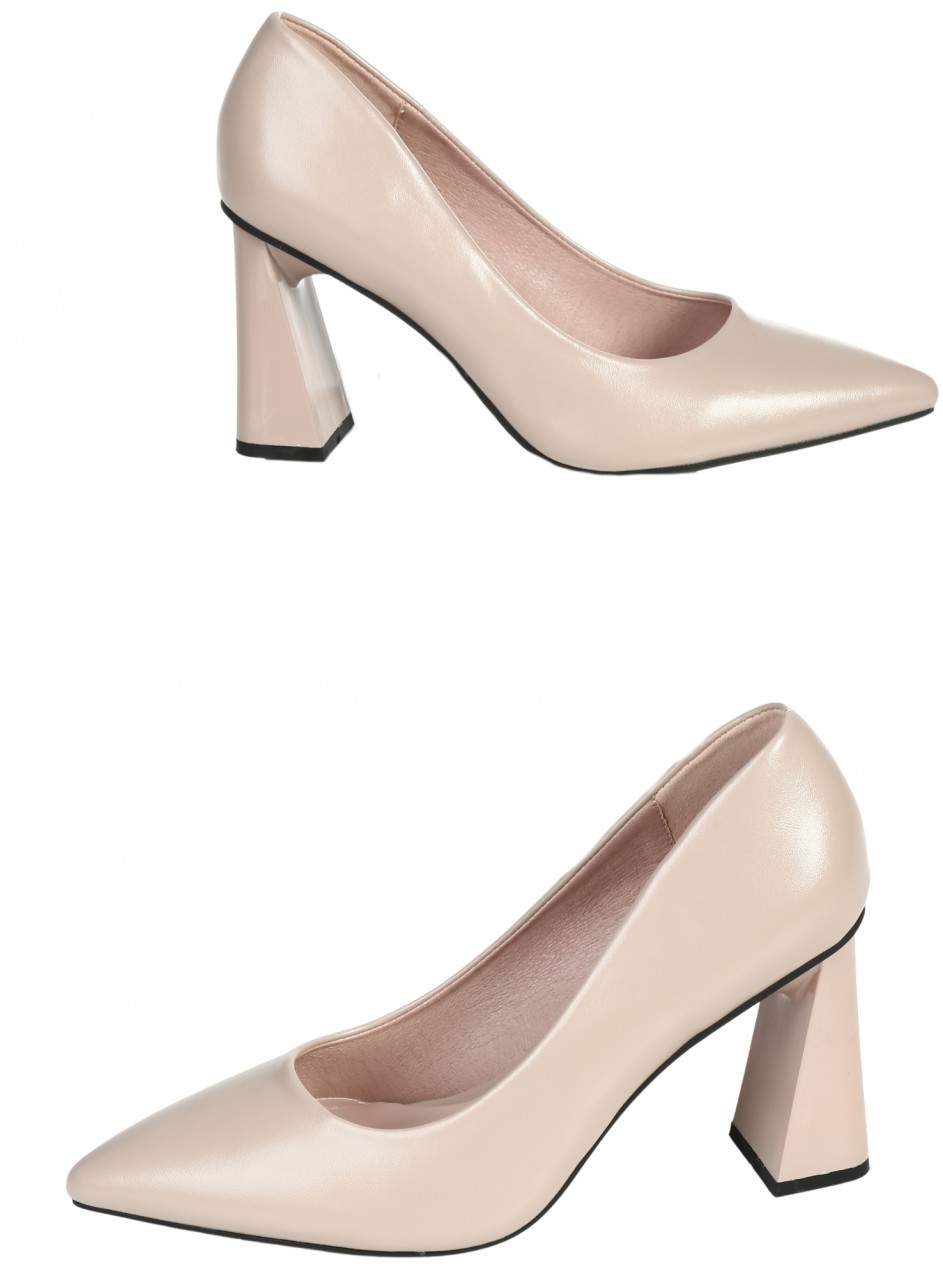 Елегантни дамски обувки на ток в бежово 3C-25995 beige