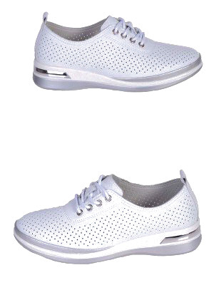 Ежедневни дамски обувки от естествена кожа в бяло 3AF-26001 white(25009)