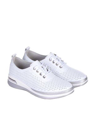 Ежедневни дамски обувки от естествена кожа в бяло 3AF-26001 white(25009)