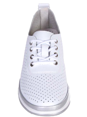 Ежедневни дамски обувки от естествена кожа в бяло 3AF-26001 white(25009)