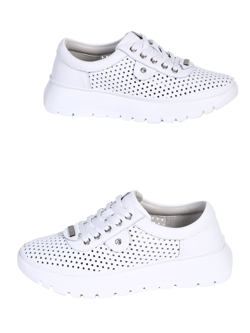 Ежедневни дамски обувки от естествена кожа в бяло 3AF-26002 white(25048)