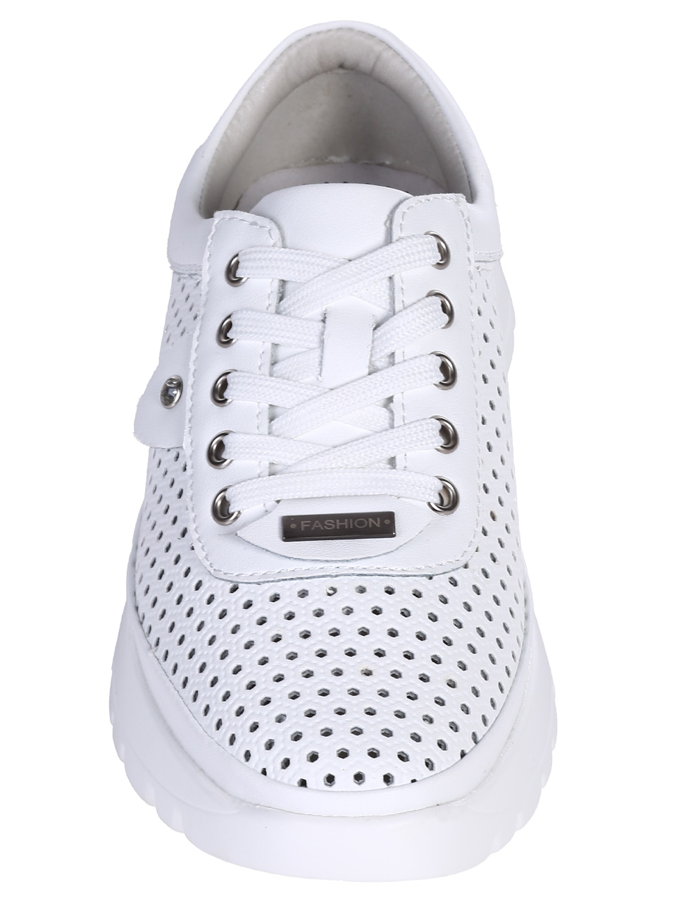 Ежедневни дамски обувки от естествена кожа в бяло 3AF-26002 white(25048)