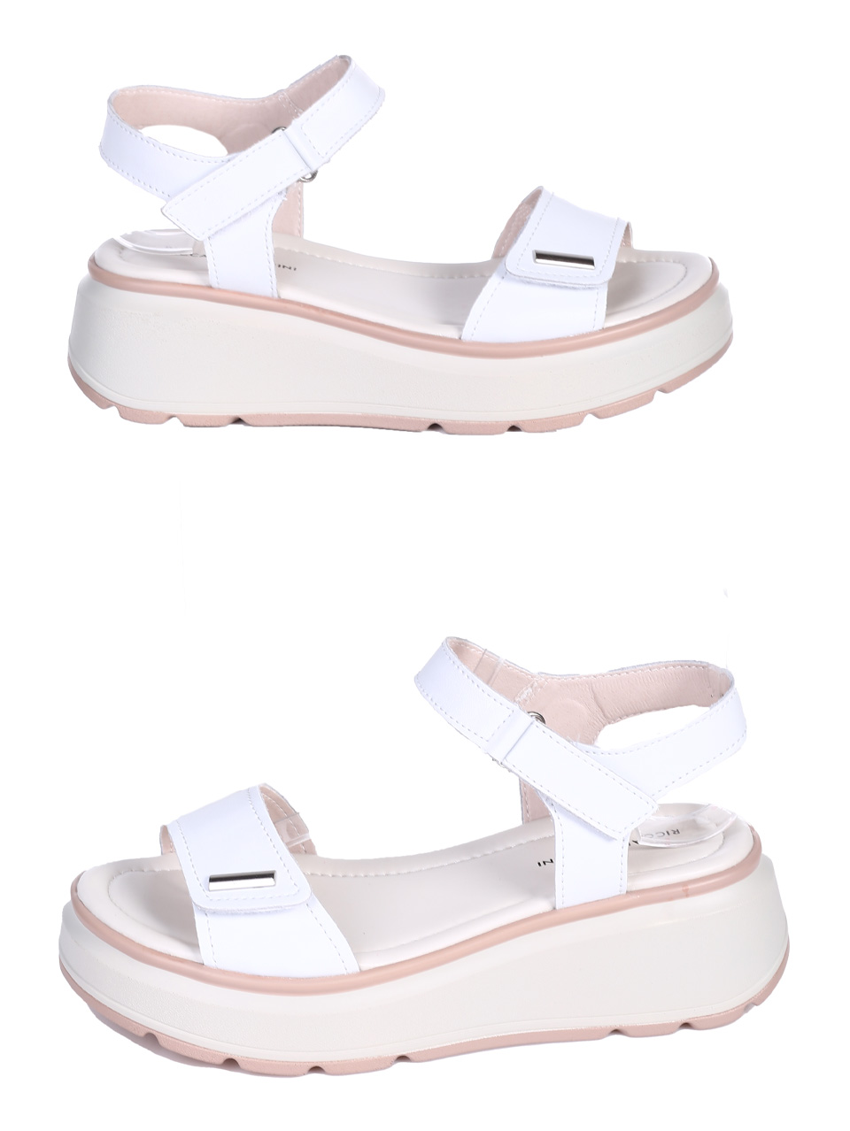 Ежедневни дамски сандали на платформа от естествена кожа в бяло 4AF-26003 white(25080)