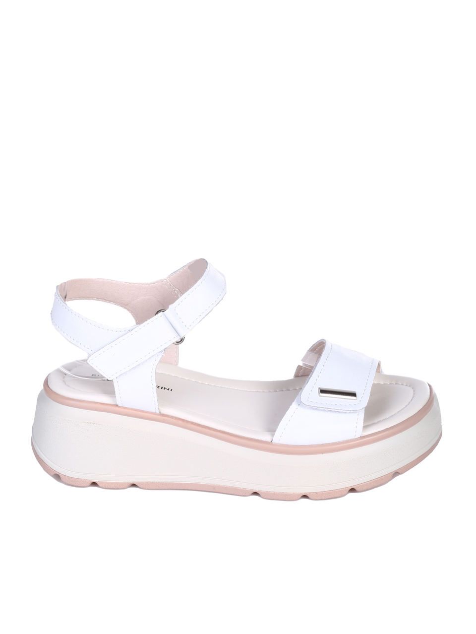 Ежедневни дамски сандали на платформа от естествена кожа в бяло 4AF-26003 white(25080)