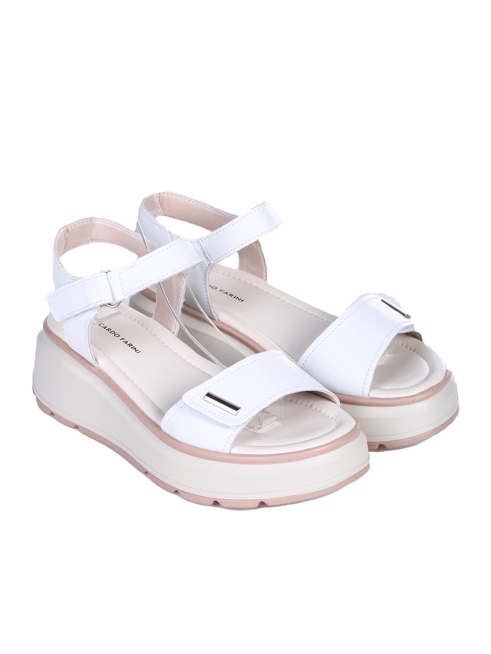 Ежедневни дамски сандали на платформа от естествена кожа в бяло 4AF-26003 white(25080)