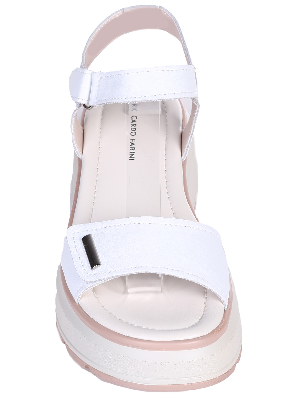 Ежедневни дамски сандали на платформа от естествена кожа в бяло 4AF-26003 white(25080)