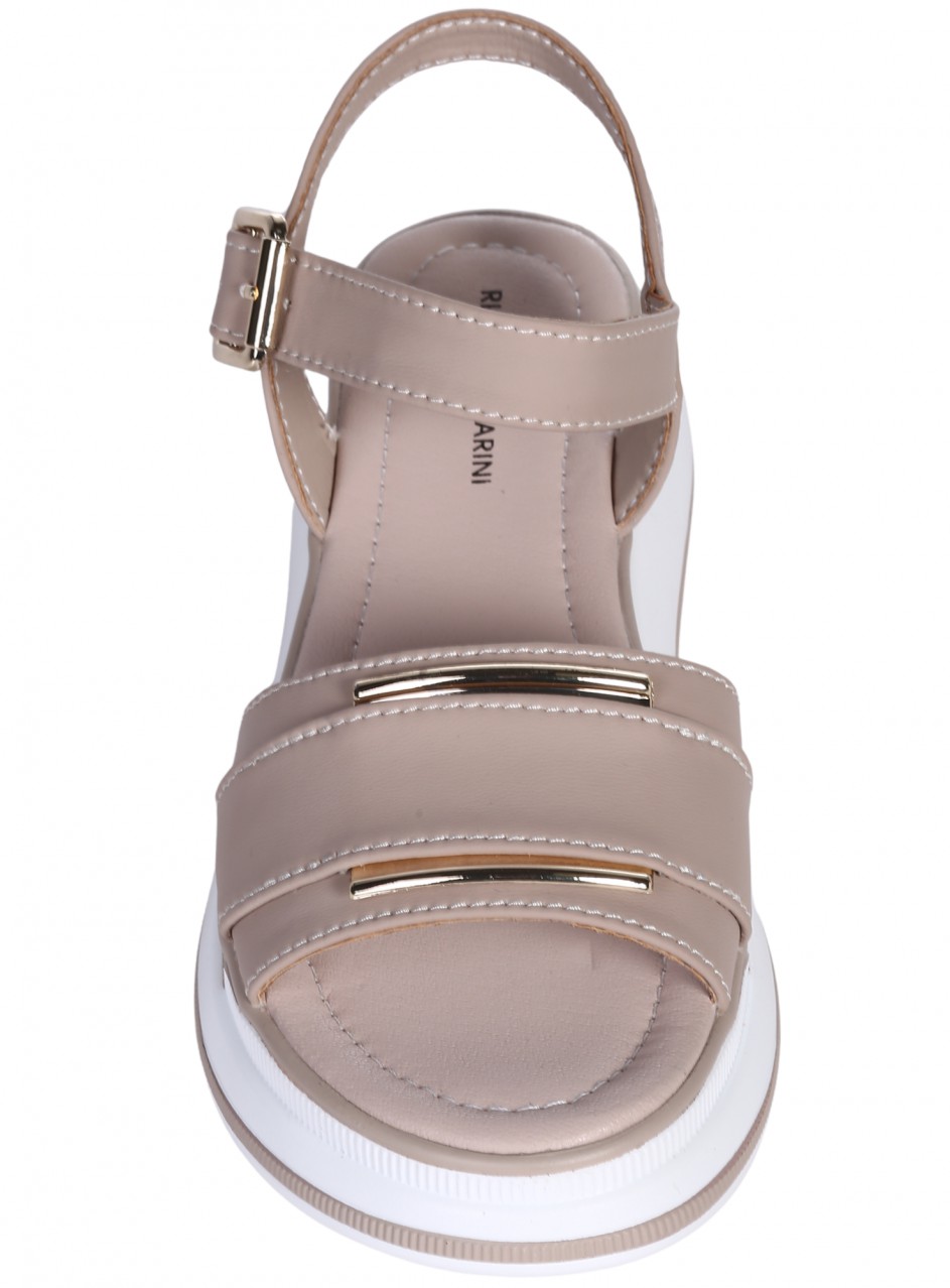 Ежедневни дамски сандали на платформа от естествена кожа в бежово 4AF-26004 beige