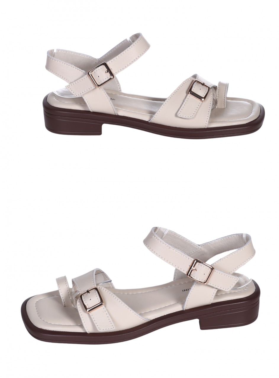 Ежедневни дамски сандали от естествена кожа в бежово 4AF-26005 beige