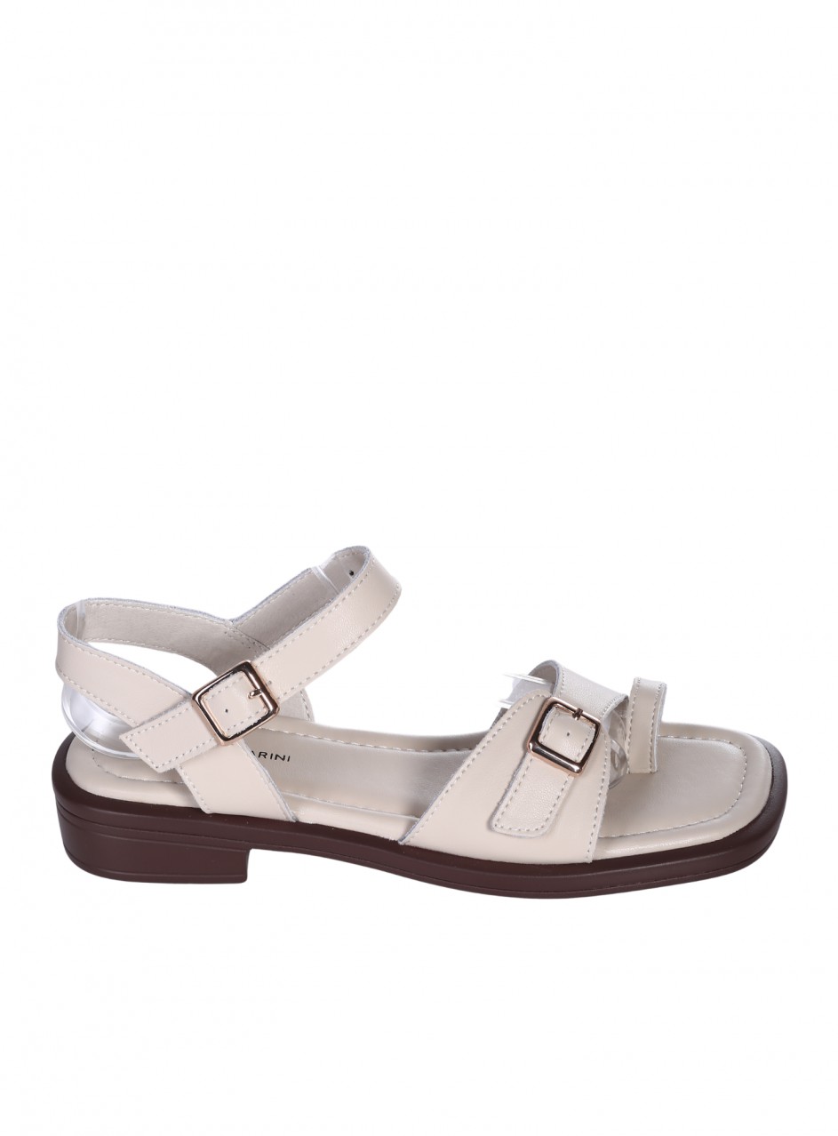 Ежедневни дамски сандали от естествена кожа в бежово 4AF-26005 beige