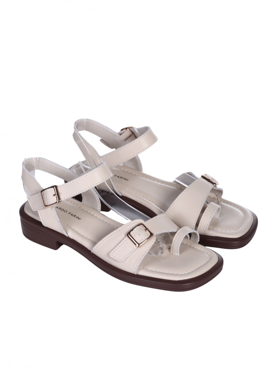 Ежедневни дамски сандали от естествена кожа в бежово 4AF-26005 beige