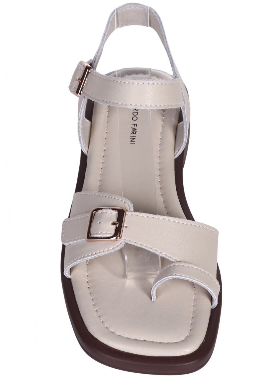 Ежедневни дамски сандали от естествена кожа в бежово 4AF-26005 beige