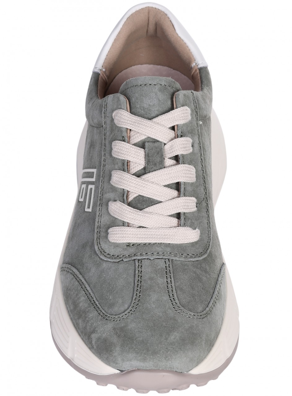 Ежедневни дамски обувки на платформа от естествен велур и естествена кожа в зелено 3AF-26009 green