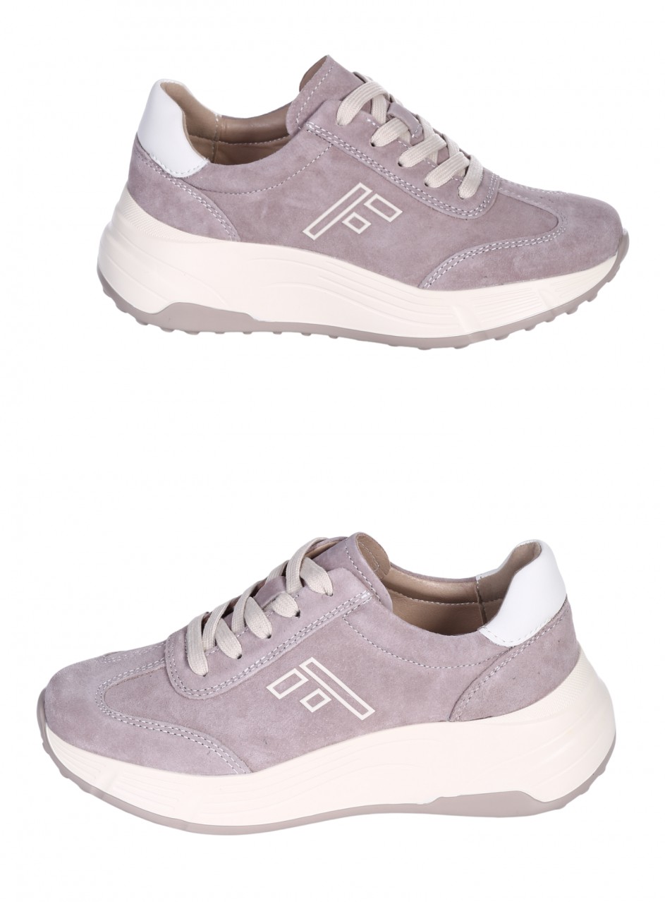 Ежедневни дамски обувки на платформа от естествен велур и естествена кожа в бежово 3AF-26009 beige