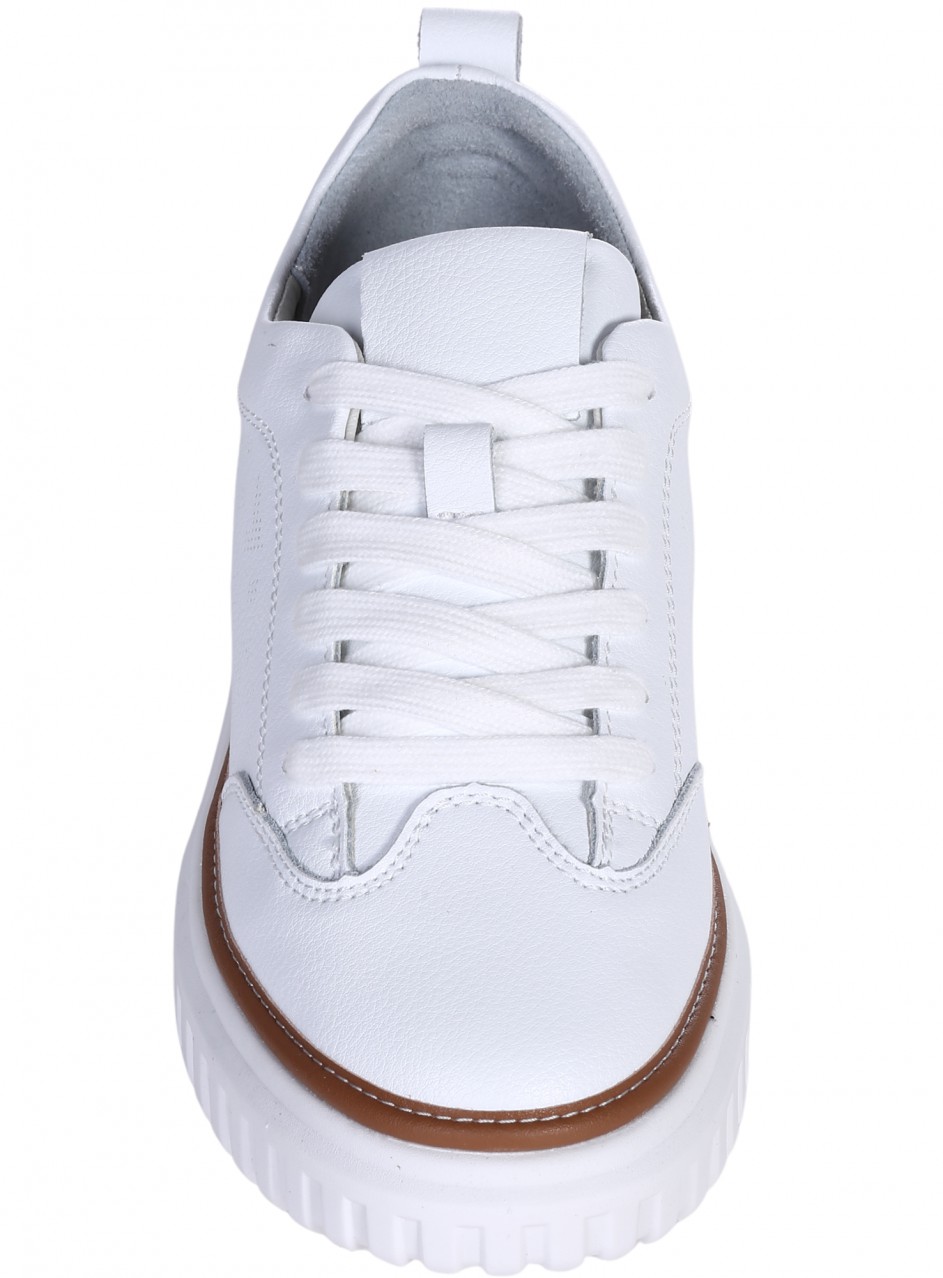 Ежедневни дамски обувки от естествена кожа в бяло 3AF-26010 white